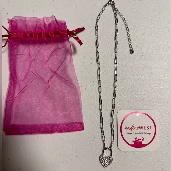 Never worn jewelry. Heart shaped studs, and heart necklace. Silver accessories. - Picture 2 of 2